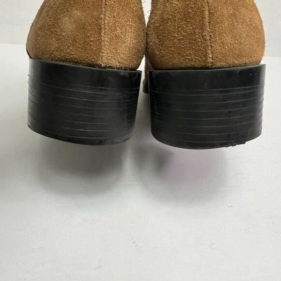 ZARA TRF SUEDE Booties 38 Camel Brown Ankle Side Zip Closure Western Rodeo Boho - Picture 9 of 14